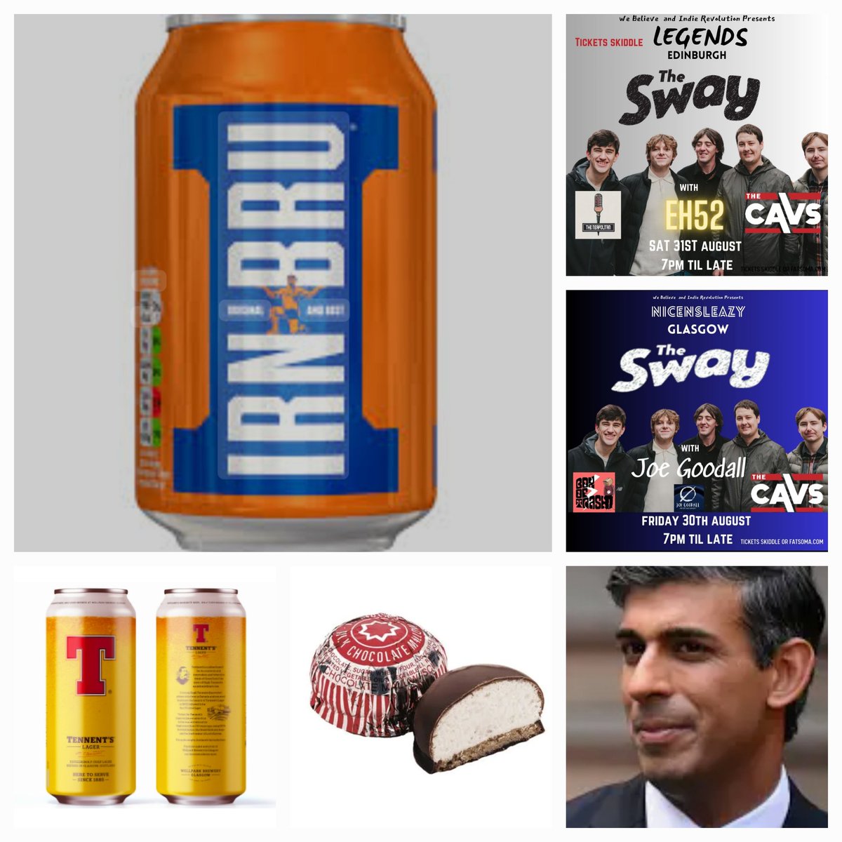 Wemyss Scenes (@wemyssscenes) on Twitter photo Which one of the below won't be found in Scotland this August?
<a href="/irnbru/">IRN-BRU</a>
<a href="/thesway_band/">The Sway</a>
<a href="/boxoftrashmusic/">Box Of Trash</a>
<a href="/EH52_Broxburn/">EH52</a>
<a href="/webelievemusic/">We Believe</a> Which one of the below won't be found in Scotland this August?
<a href="/irnbru/">IRN-BRU</a>
<a href="/thesway_band/">The Sway</a>
<a href="/boxoftrashmusic/">Box Of Trash</a>
<a href="/EH52_Broxburn/">EH52</a>
<a href="/webelievemusic/">We Believe</a>