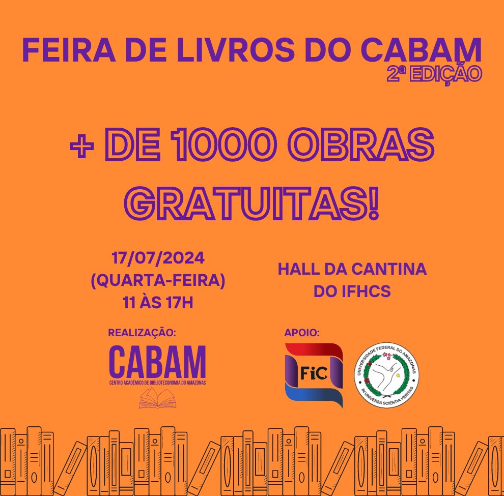 2ª edição da Feira de Livros do Cabam será realizada nesta quarta-feira, 17/07.
x.gd/X7ooP