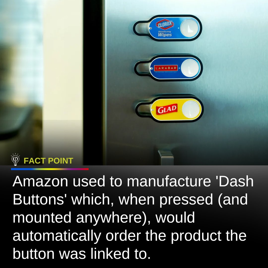FactPoint's tweet photo. Miss the convenience? Time to bring back the Dash Buttons! 🛒🔘 #AmazonDash #ConvenienceAtYourFingertips #EasyShopping #TechInnovation #BringItBack https://t.co/Sale8677b7