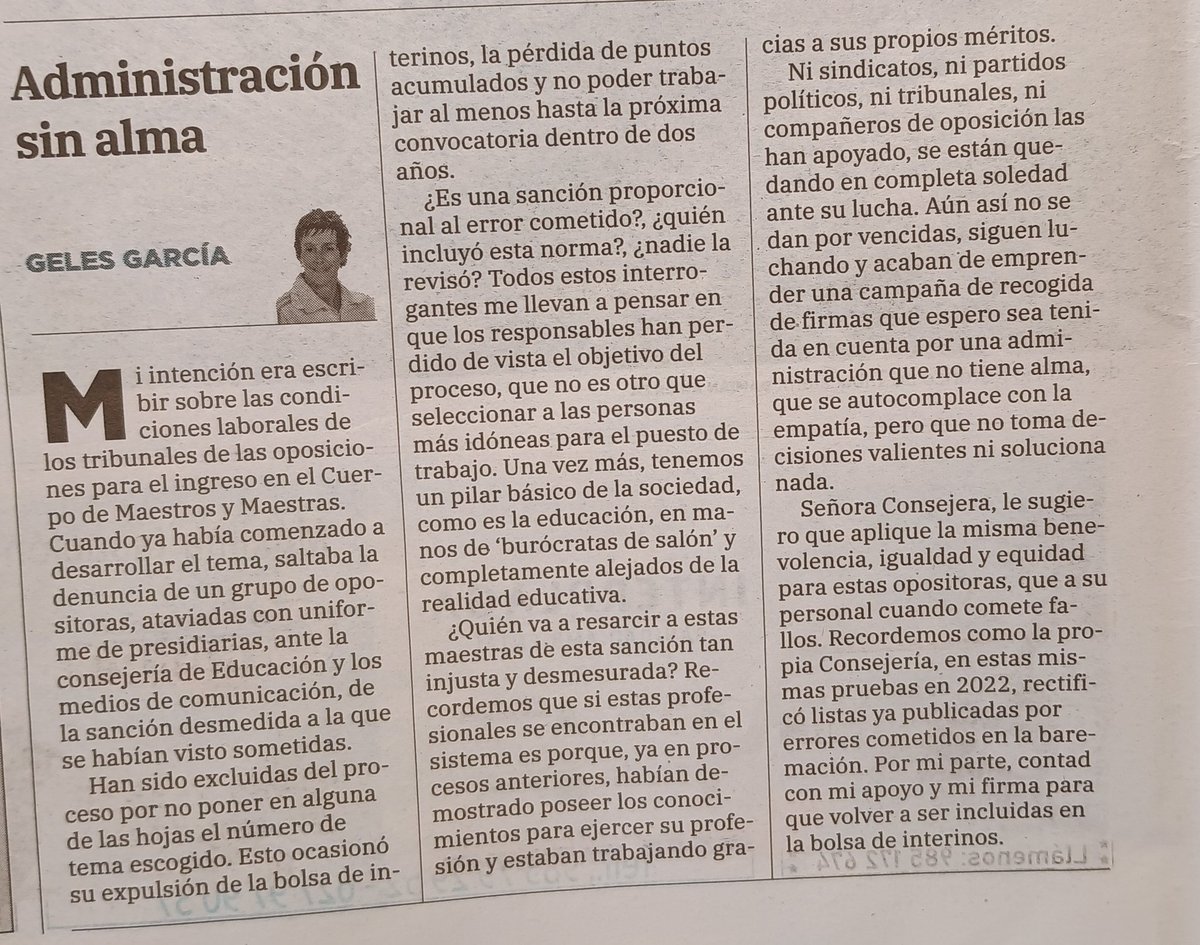 geles88M's tweet photo. No puedo quedarme indiferente ante semejante atropello dejando a unas profesoras sin trabajo por unas bases absurdas. ¡Ojalá alguien os escuche! @AdrianBarbon @lydiaespina @Educastur @UGTAsturias https://t.co/QyLSar3Gvj