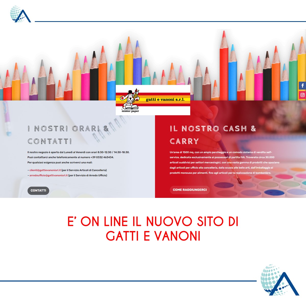 ASSISrl's tweet photo. Dal 1945 sono l'ingrosso di cancelleria più noto e rifornito del nostro territorio.

Siamo lieti di avere realizzato per loro il nuovo sito 👉 https://t.co/poUu3izgrM e di avere dato una veste nuova ad una società storica di Varese. https://t.co/sfFYGUtILy