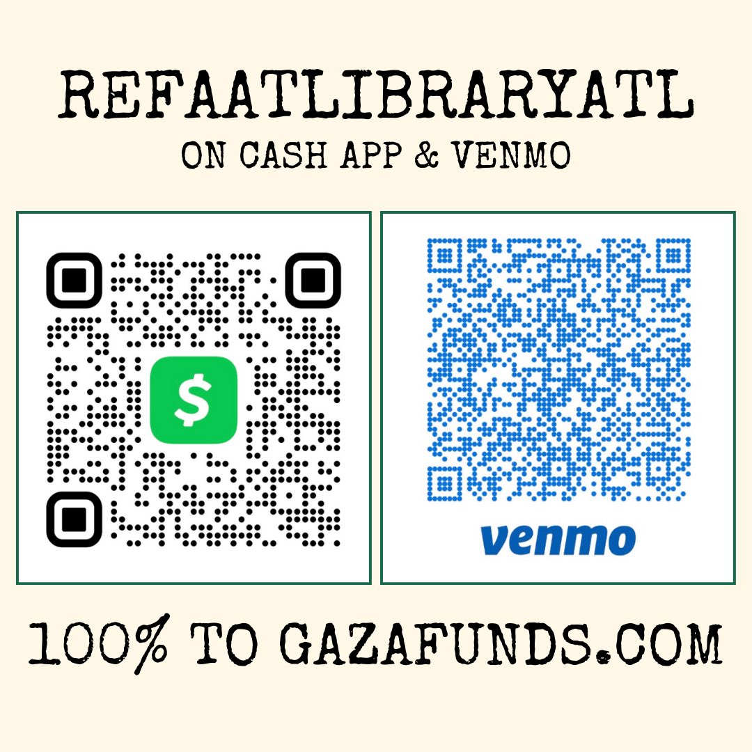 refaatlibrary's tweet photo. ‼️ Double your impact for Gaza: An anon @refaatlibrary is matching up to $1000 sent to refaatlibraryatl Venmo/Cash App this week, meaning at least $2K to a @gazafunds campaign that needs attention. Send $10 &amp; DM @refaatlibrary w/ address &amp; we’ll even mail you exclusive 🇵🇸 art. https://t.co/J7Wfhd4rv2