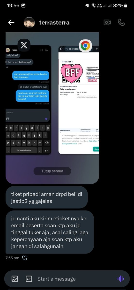 ireiynara's tweet photo. ‼️PENIPU SCAMMER TIKET TELKOMSEL AWARDS 2024 WTS WTB SCAMMER SEMUA HARUS TAU‼️

Gopay 083829353100 an Merlin Tania Putri
username twitter @terrasterra44 udh deact
NIK 3215264911990005
Jual tiket 270.000/tix ngaku sales Indihome

HELP RT wts wtb tiket tsel award telkomsel https://t.co/YKfI3dYM1z