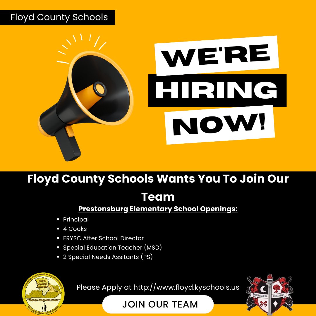 Floyd County Schools (@schoolsfloyd) on Twitter photo Job Openings in Floyd County (3/3) Job Openings in Floyd County (3/3)