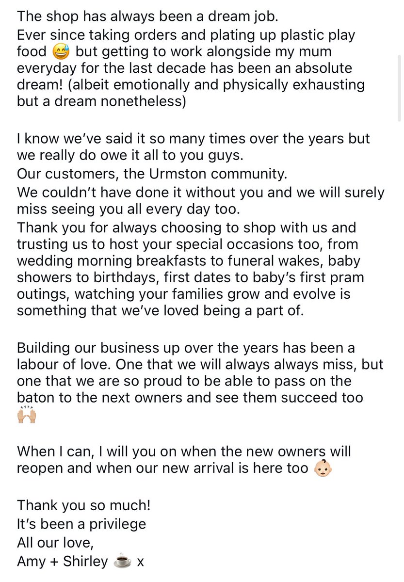 Thanks for everything Urmston ☕️🤎
It’s been a privilege!
All our love, Amy + Shirley xx

#urmston