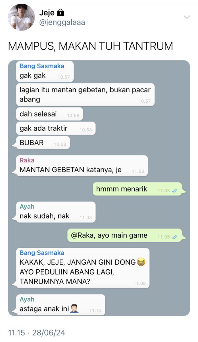 pokoknya harus tantrum biar si abang gak ketar-ketir