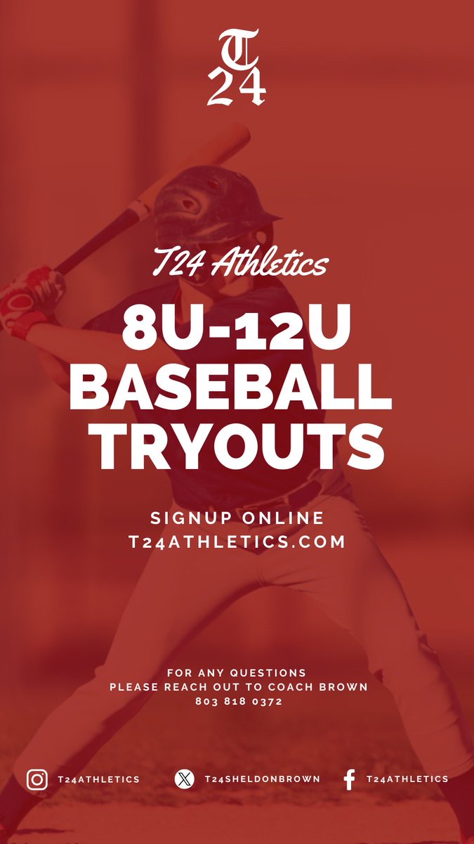 T24SheldonBrown's tweet photo. We will try to finish up our fall Rosters by the end of the week!
Contacts:
8U- Coach Brown 803 818-0372
9U- Coach Glass 615 803-3008
10U- Full
11U-Coach Gibbs 630 347-4773
12U-Coach Marcelli 704 258-8925 https://t.co/jdxdaY1Q0f