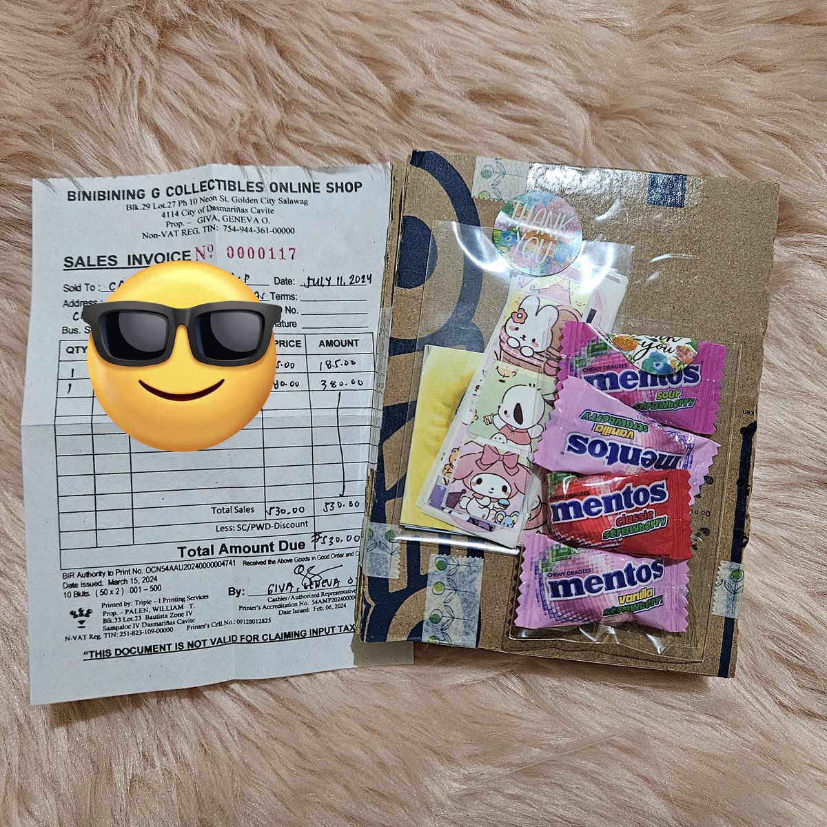 7kittles's tweet photo. Yung Sales Invoince ang nagdala. Cutie π€ thank you @SpadeBoutique for these! Sakto sa birthday ni Wonu.
#GSKBfeedback https://t.co/sPrA4RBSYd