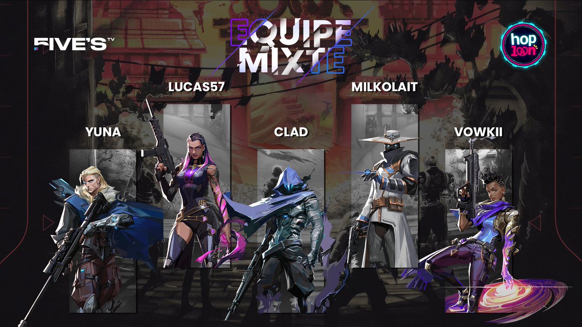 📢Découvrez notre lineup pour la LAN HOP'LAN sur Valorant !

🎮<a href="/_Claad/">Clad</a> (Moselle)
🎮<a href="/milkolaitolait/">milkolait</a> (Moselle)
🎮<a href="/Yuna_VLR/">NMD Yuna</a> (Moselle)
🎮<a href="/Lucas57FR/">Lucas</a> (Moselle)
🎮<a href="/VowkiiVLR/">Vowkii</a> (Arras)

Suivez et soutenez notre équipe mixte lors de cette compétition !

#Esport #Valorant #Moselle #hoplan