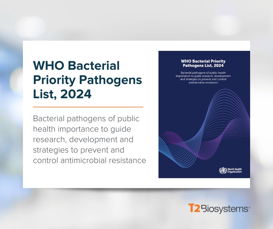 T2Bio's tweet photo. 🌍🔬 "Investment in the development of rapid, accurate diagnostic tools is essential." Discover more insights from WHO's "Bacterial Priority Pathogens List 2024" ➡️ https://t.co/p29RpWfEcd #PatientSafety #Healthcare #GlobalHealth #Diagnostics #WHO https://t.co/W0Y6VNODuR