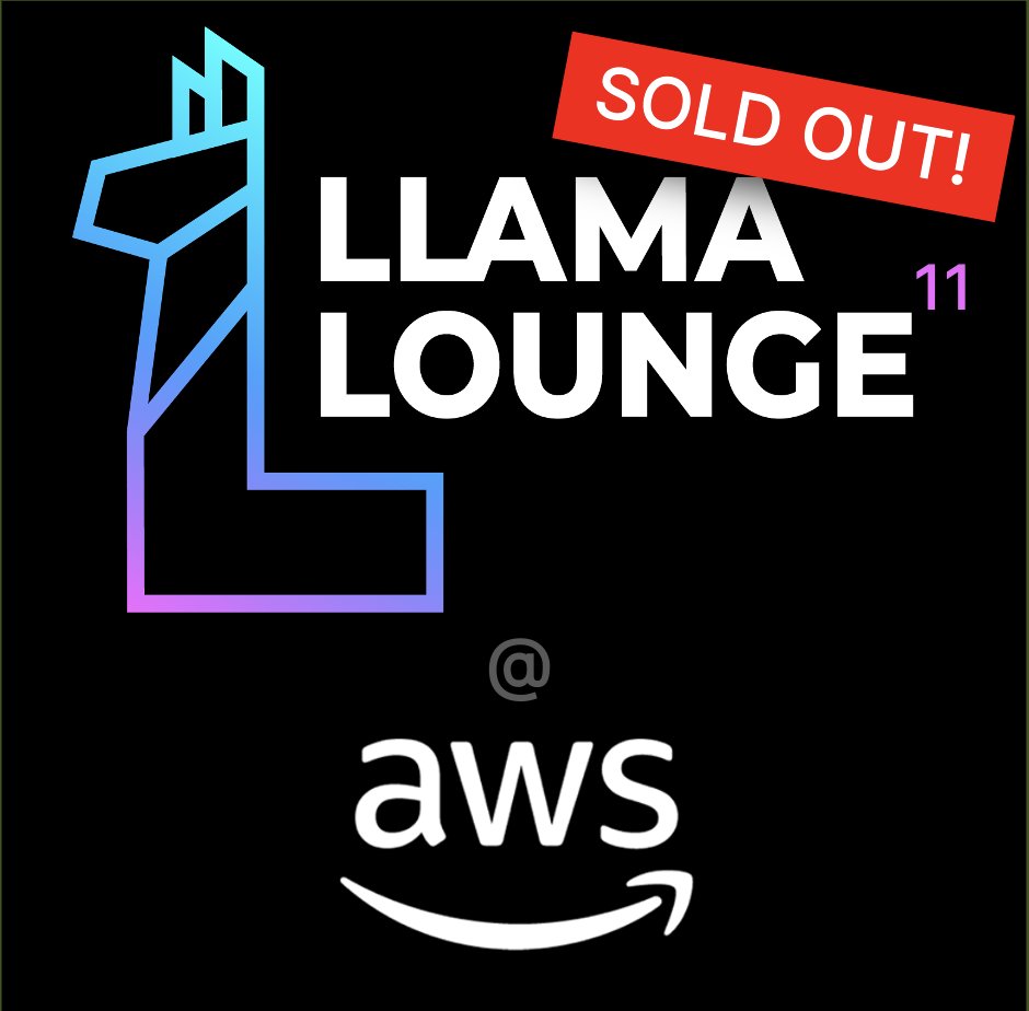 jowyang's tweet photo. Llama Lounge 11 (The AI Startup Event Series) is now Sold Out! 

Breakdown:
- 500 total registrants
- 480 AI Founders (our core community)
- 83 Investors (see below)
- 10 AI startups on the demo floor (1 slot open)
- 2 Amazon Experts at the Ask The Experts table
- 1 Loud Conch Shell 

AI investors: VCs, Corporate Venture, estimated $100,000,000,000 AUM in the room: 
-Blitzscaling Ventures
​-500 Global
​-500 Emerging Europe
​-57Blocks Capital
​-65 Equity Partners
​-99 VC
​-Acorn Pacific Ventures
​-Ascend Ventures
​-AIX Ventures
​-Alchemist Accelerator
​-Alumni Ventures
​-AMINO Capital
​-AV8 Ventures
​-Amity Ventures
​-Beta University
​-BMW i Ventures
​-Cathay Innovation
​-Coelius Capital
​-Costanoa
​-DCM Ventures
​-Dell Technologies Capital
​-Dragon Heart Holdings
​-Embedding VC
​-Envisionx Capital
​-FalconX Ventures
​-Fintech Next
​-Foothill Ventures
​-Fortitude Ventures
​-FPV Ventures
​-Galaxy Ventures
​-General Catalyst
​-GenLab AI Studio
​-Georgian
​-GIC: Gov of Singapore Investment Corp
​-Greylock
​-Hanwha Asset Management
​-Hard Yaka
​-Hitachi Ventures
​-Indeed Corporate Ventures
​-Insight Partners
​-InMotion Ventures | Jaguar Land Rover
​-J2 Ventures
​-J-Ventures
​-Kapor Capital
​-Laidlaw & Company
​-Lobby VC
​-Lone Pine Capital
​-Monochrome Capital
​-Mujeres Invirtiendo
​-NEC X Venture Studio
​-Next47
​-NexParadigm Capital
​-OMERS Ventures
​-Omni Venture Labs
​-Ontario Teachers Pension Plan
​-Open Core Ventures
​-Pear Ventures
​-Point72 Ventures
​-Presidio Ventures
​-Propel VC
​-Qualcomm Ventures
​-Race Capital
​-Raine Ventures
​-Redwood Collective
​-Ringcentral Corporate Ventures
​-Schaeffler Corporate Venture
​-Scrum Ventures
​-SHACK15 Ventures
​-shuckerVC
​-SoftBank Group Corp
​-Stellantis Ventures
​-Tau Ventures
​-Theory Forge Ventures
​-Threshold Ventures
​-Transhuman Capital
​-True Ventures
-​Upscaler VC
​-Vibranium VC
​-VSC Ventures
​-VU Venture Partners
​-XY Ventures
​-Yamaha Motor Ventures
-Yellow Rocks