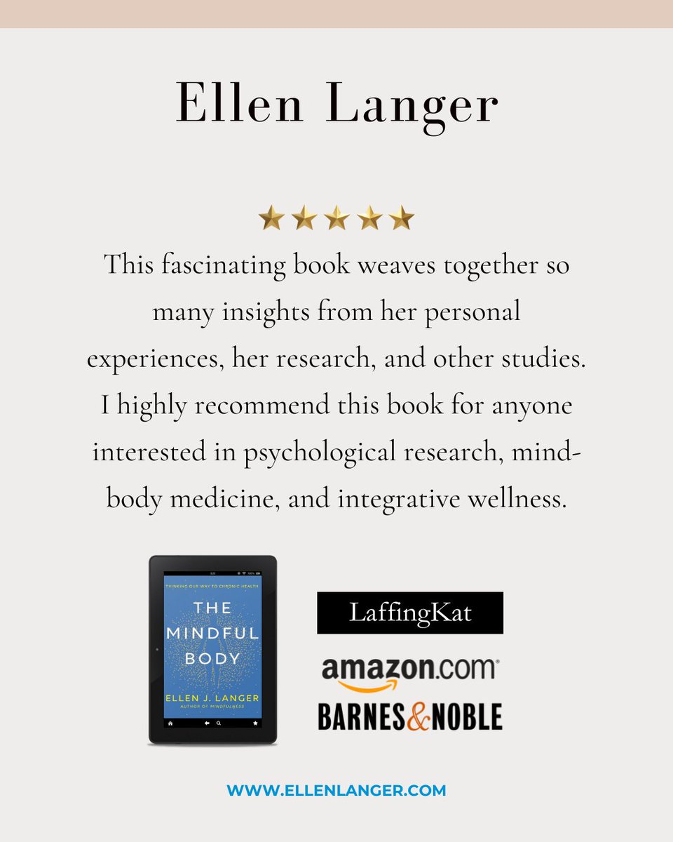 ellenjl's tweet photo. Explore a captivating mix of personal experiences, research, and studies in this must-read book for fans of psychological research, mind-body medicine, and integrative wellness. Buy Now https://t.co/6xXDnagUH8
.
#mindfulbody #healthandmindfulness #mindfulthinking #EllenJLanger https://t.co/DTj2ZR1QiI