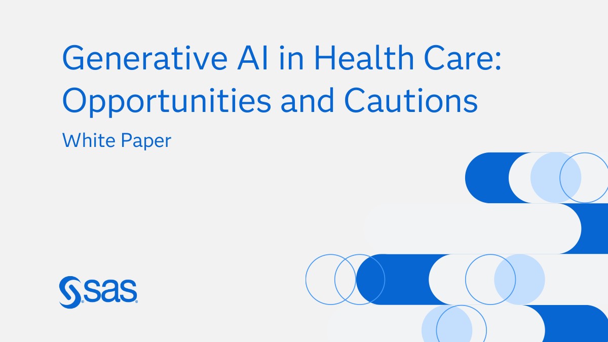 GenAI offers physician practices, hospital systems &amp; health insurers a variety of opportunities to make people more knowledgeable and processes more efficient. Learn more about these opportunities and cautions of #GenAI in #health care in our latest paper: 2.sas.com/6019iuwUV