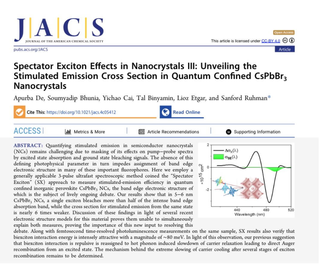 Apurba De (@femto_apurba) on Twitter photo Finally out!
Happy to share our latest work in <a href="/J_A_C_S/">J. Am. Chem. Soc.</a> on unveiling the stimulated emission cross section in quantum confined perovskite NCs | <a href="/HebrewU/">Hebrew University</a> <a href="/EtgarGroup/">Etgar research group</a> <a href="/Sbhunia_chem/">Soumyadip Bhunia</a>
👉 pubs.acs.org/doi/10.1021/ja… Finally out!
Happy to share our latest work in <a href="/J_A_C_S/">J. Am. Chem. Soc.</a> on unveiling the stimulated emission cross section in quantum confined perovskite NCs | <a href="/HebrewU/">Hebrew University</a> <a href="/EtgarGroup/">Etgar research group</a> <a href="/Sbhunia_chem/">Soumyadip Bhunia</a>
👉 pubs.acs.org/doi/10.1021/ja…