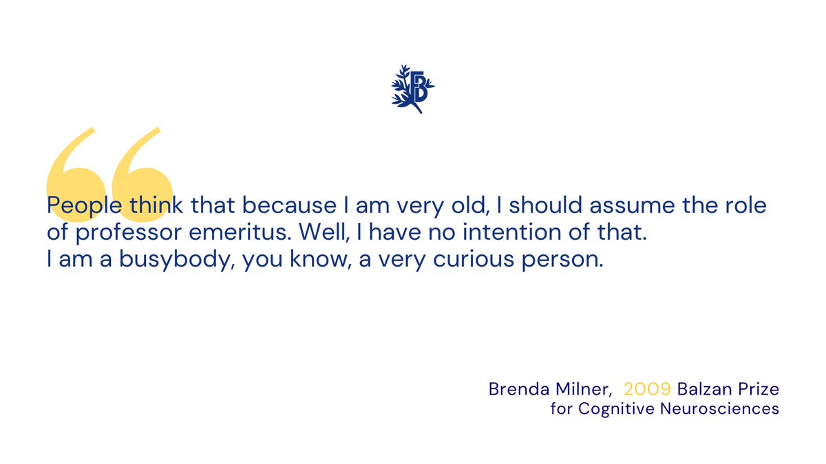 BalzanPrize's tweet photo. Let’s celebrate Brenda Milner, 2009 Balzan Prizewinner for Cognitive Neurosciences, who was born on this day in 1918 and today celebrates her 106th birthday! #BalzanFoundation #BalzanPrize #BrendaMilner https://t.co/xH5HFEsiK1