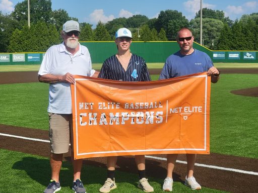 CandlerCain's tweet photo. Double to left field in the top of the 8th inning of the championship game. Gavin Dempsey with complete game 8 inning outing! And a tournament win to end the summer #netelite
@aquasoxbsb @Coach_DeSantis @jdragonbaseball @K_Hardy14 @CoachVeldhuis @jordankperdue @darlington84 https://t.co/3zNcw65zvl