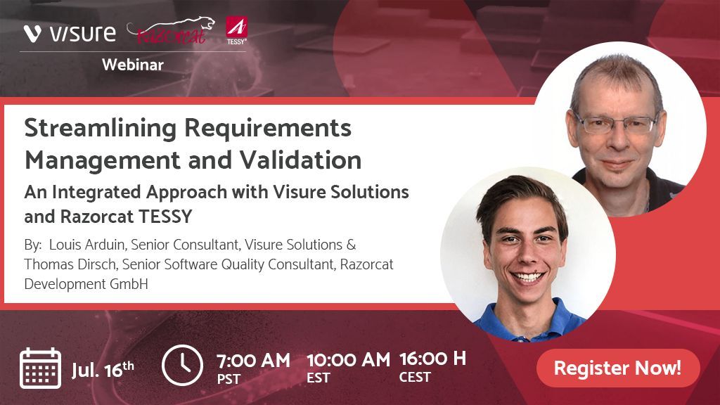 ⚠ Final Call to Sign Up for the Webinar "Streamlining Requirements Management and Validation".

With:
🎙 Louis Arduin, Senior Consultant, Visure Solutions
🎙 Thomas Dirsch, Senior Software Quality Consultant, Razorcat Development GmbH

🔗 Register Now - buff.ly/4cDVGz5
