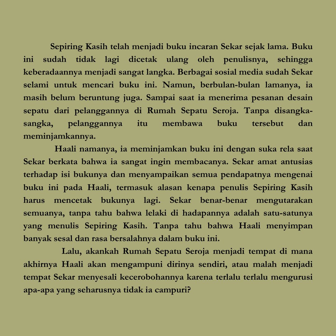 Blurb Rumah Sepatu Seroja 👉 

Tentang Haali dan Sekar, juga masalah mereka masing-masing ♥️🥰

<a href="/jelitagauri/">jelita.</a>