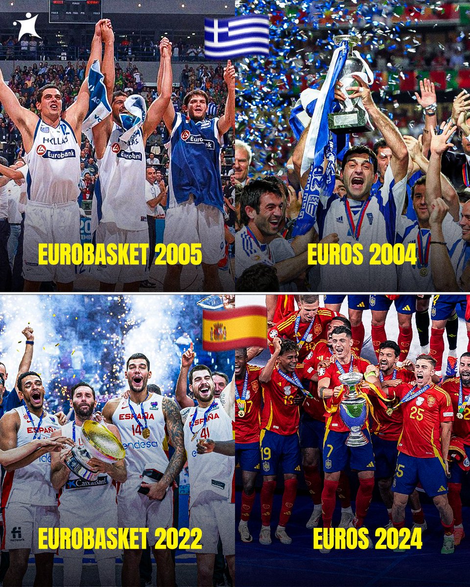 Spain repeated Greece’s historic achievement by having both football and basketball European trophies at the same time 🤩
