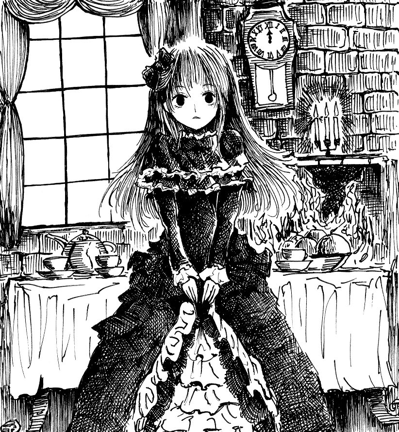 絵本の挿絵っぽく描いてみた屋敷わらしちゃん
