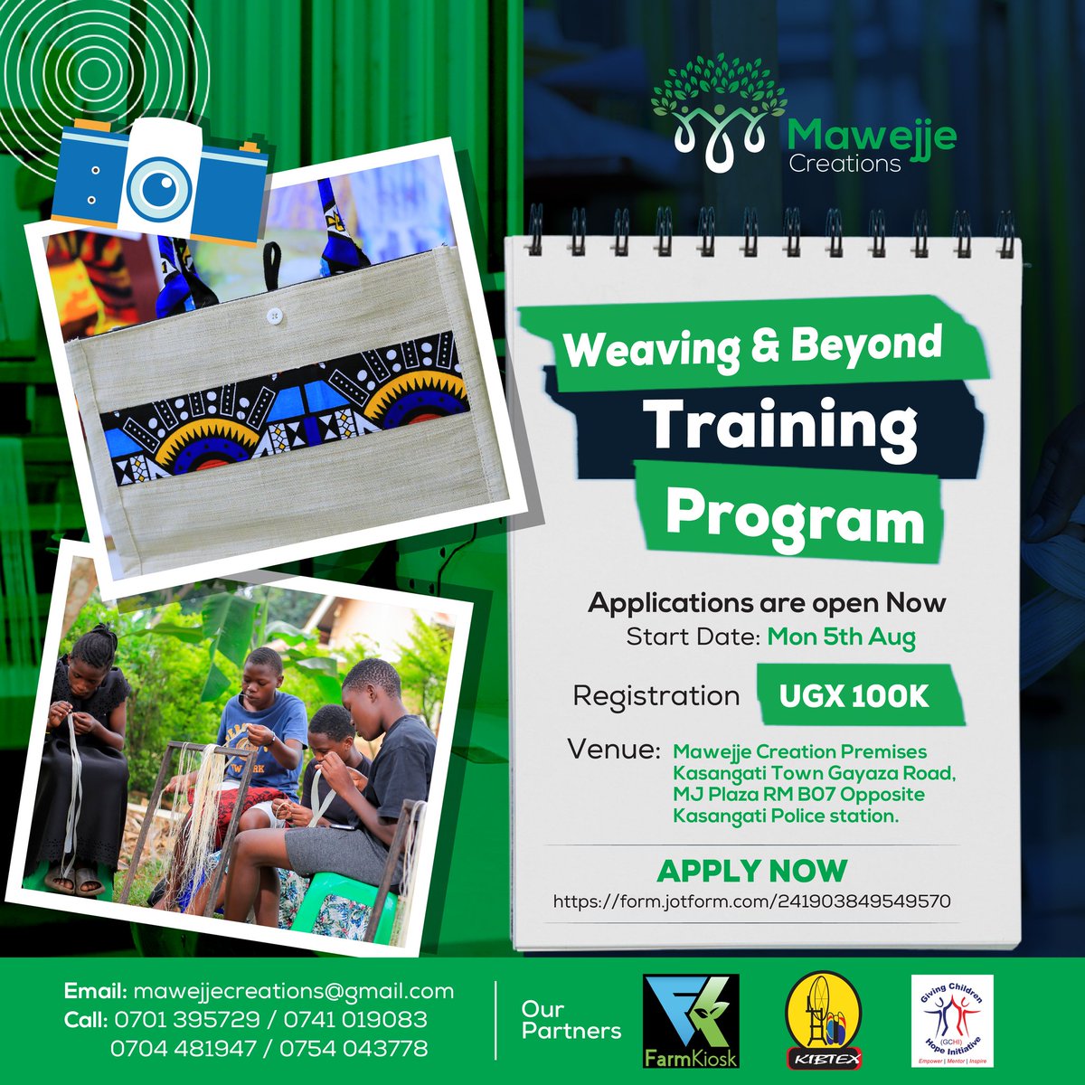 As we celebrate this year's World Youth Skills Day under the Theme: Youth Skills for Peace and Development, It is true that skills development is crucial for the future of work, social inclusion, and economic growth we have partnered <a href="/MawejjeCreation/">Mawejje Creations</a>  form.jotform.com/241903849549570