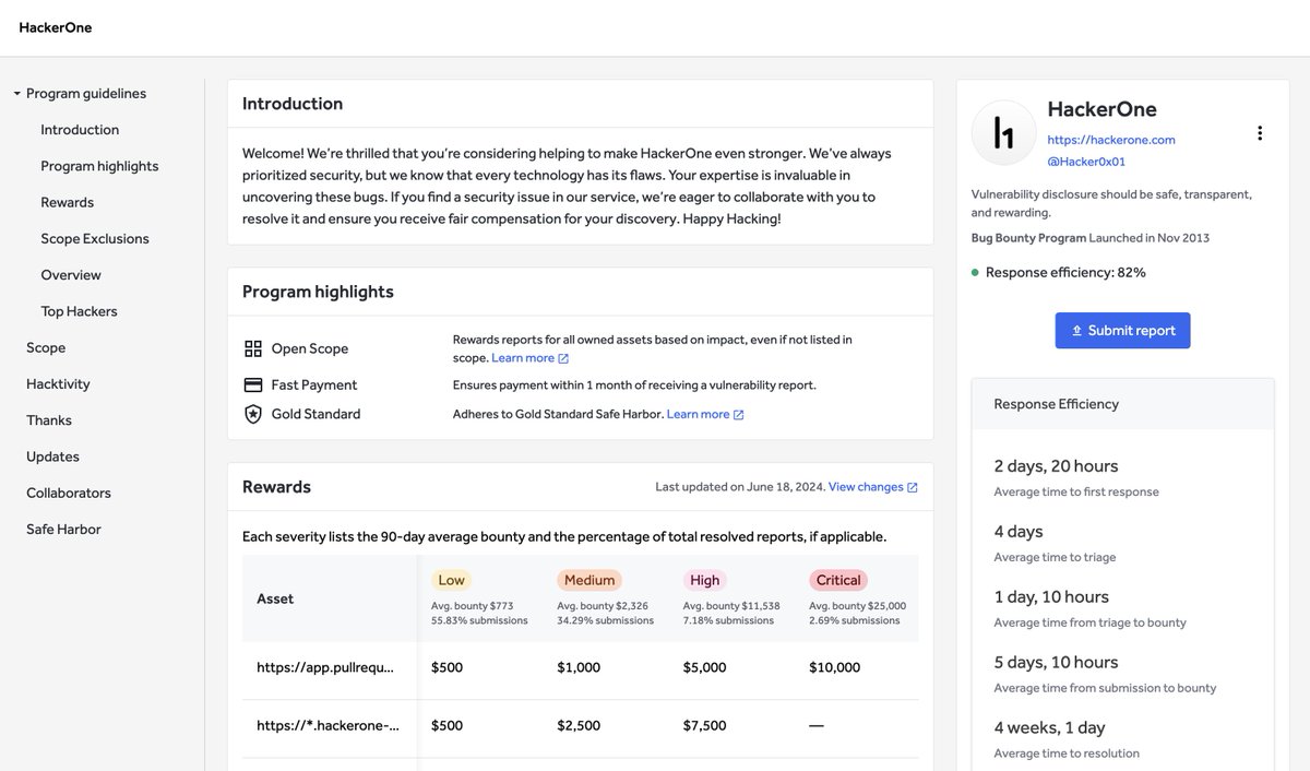Fresh from the oven! 
The new slick design makes the HackerOne program policy page easier to navigate. Good for both hackers and customers!
As always, feedback is welcome!