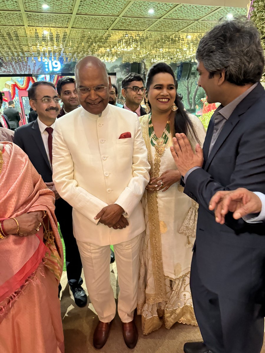 Glimpses from the #AmbaniWedding 
Was a pleasure to meet Former President of India Shri Ramnath Kovind with his family and the charming <a href="/shahidkapoor/">Shahid Kapoor</a>