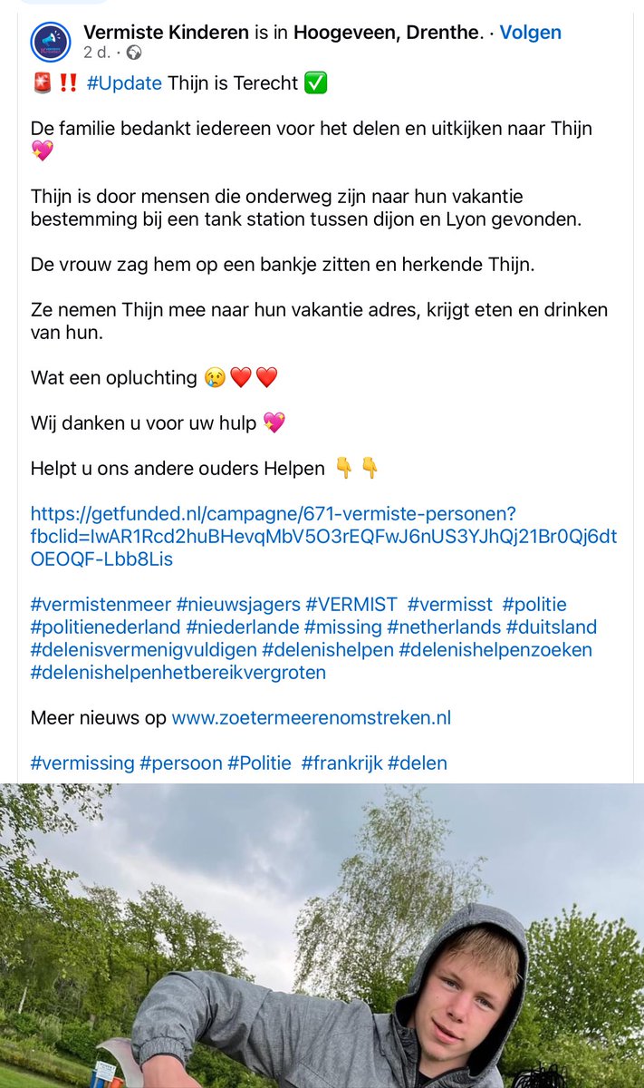 De vermiste jongen is weer terecht!