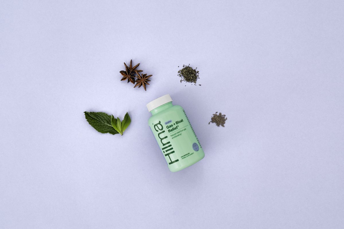 Combat the uncomfyness of bloating &amp; gas with #Hilma Gas + Bloat Relief supplements, which carry the Certified Vegan logo. Crafted with a powerful blend of peppermint leaf, fennel, &amp; more, these herbs help give relief when you're feeling bloated or gassy. hilma.co