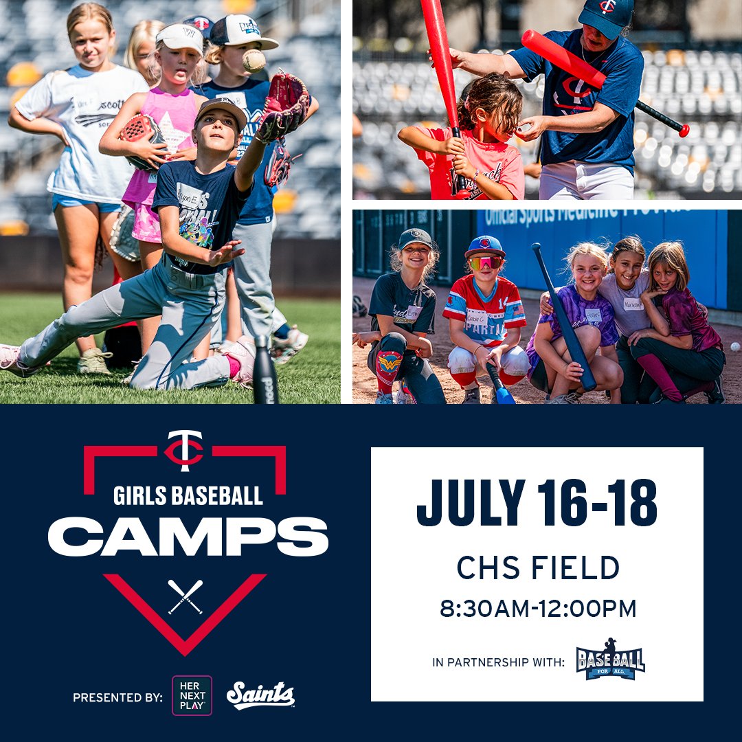 Baseball For All (@baseballfor_all) on Twitter photo BIG LOVE TO THE <a href="/Twins/">Minnesota Twins</a> FOR HELPING TO GROW THE GAME
Starting tomorrow join the @twins for girls' baseball clinics & camps — and big shoutout to the organization for creating even more ways for girls in the Midwest to play baseball.
Learn more: mlb.com/twins/communit… BIG LOVE TO THE <a href="/Twins/">Minnesota Twins</a> FOR HELPING TO GROW THE GAME
Starting tomorrow join the @twins for girls' baseball clinics & camps — and big shoutout to the organization for creating even more ways for girls in the Midwest to play baseball.
Learn more: mlb.com/twins/communit…