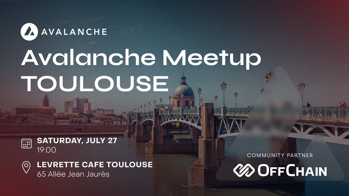 AvaxTeam1's tweet image. 🔺Avalanche MeetUp Toulouse, France 🇫🇷
Excited for our first MeetUp in Toulouse with
@offchainglobal on July 27th. Networking, good food & an Avalanche presentation for both developers & the general community.
See you there! Registration below 🧵👇