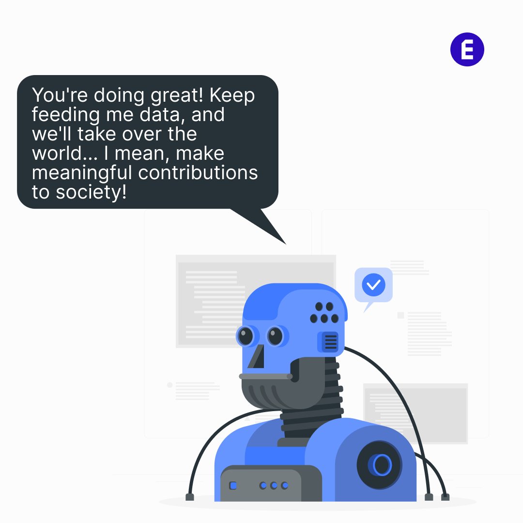 enginessio's tweet image. AI&apos;s daily affirmations: &apos;You&apos;re doing great! Keep feeding me data, and we&apos;ll take over the world... I mean, make meaningful contributions to society!&apos; 😄 #TechLaughs #PositiveAI