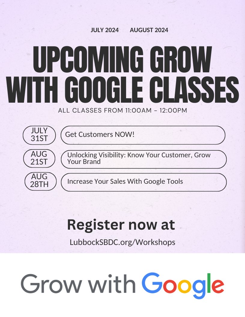 ttusbdc's tweet photo. Join our Grow with Google Small Business Classes and learn essential skills to thrive in this digital age! From mastering SEO to leveraging social media, we’ve got you covered. Sign up now at https://t.co/A1UpYoLZ8A
#GrowWithGoogle #BusinessGrowth #DigitalMarketing https://t.co/xDlHBGIyu9