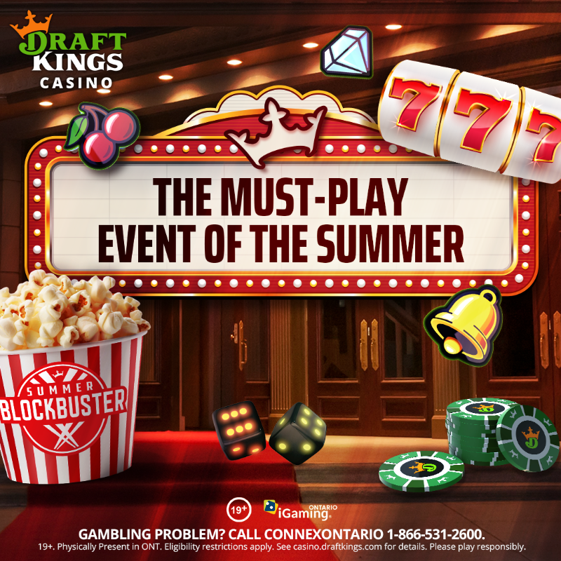 DKCasino's tweet photo. The must-play event of the summer is finally here! 👀 Tune into #DKCasino for the Summer Blockbuster 🎞️✨

Download the DraftKings Casino app today! 💰🎰