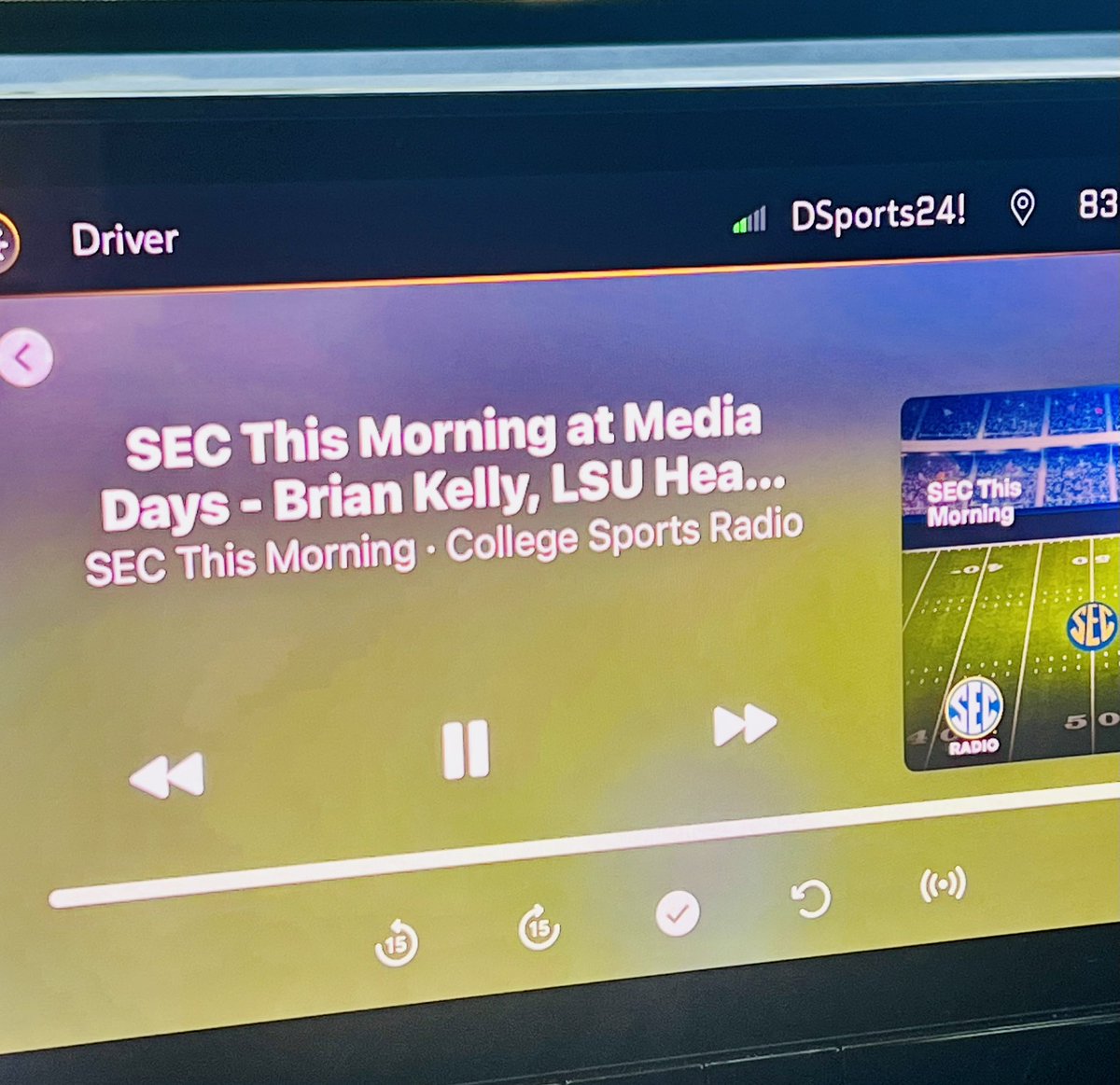 DSports24's tweet photo. I’m gonna say this is Purple &amp; Geauxld @SXMCollege so Thanks #XM84 for @CoachBrianKelly #LSU #GeauxTigers @PeterBurnsESPN #SECMediaDays https://t.co/7qq8Eb1DSa