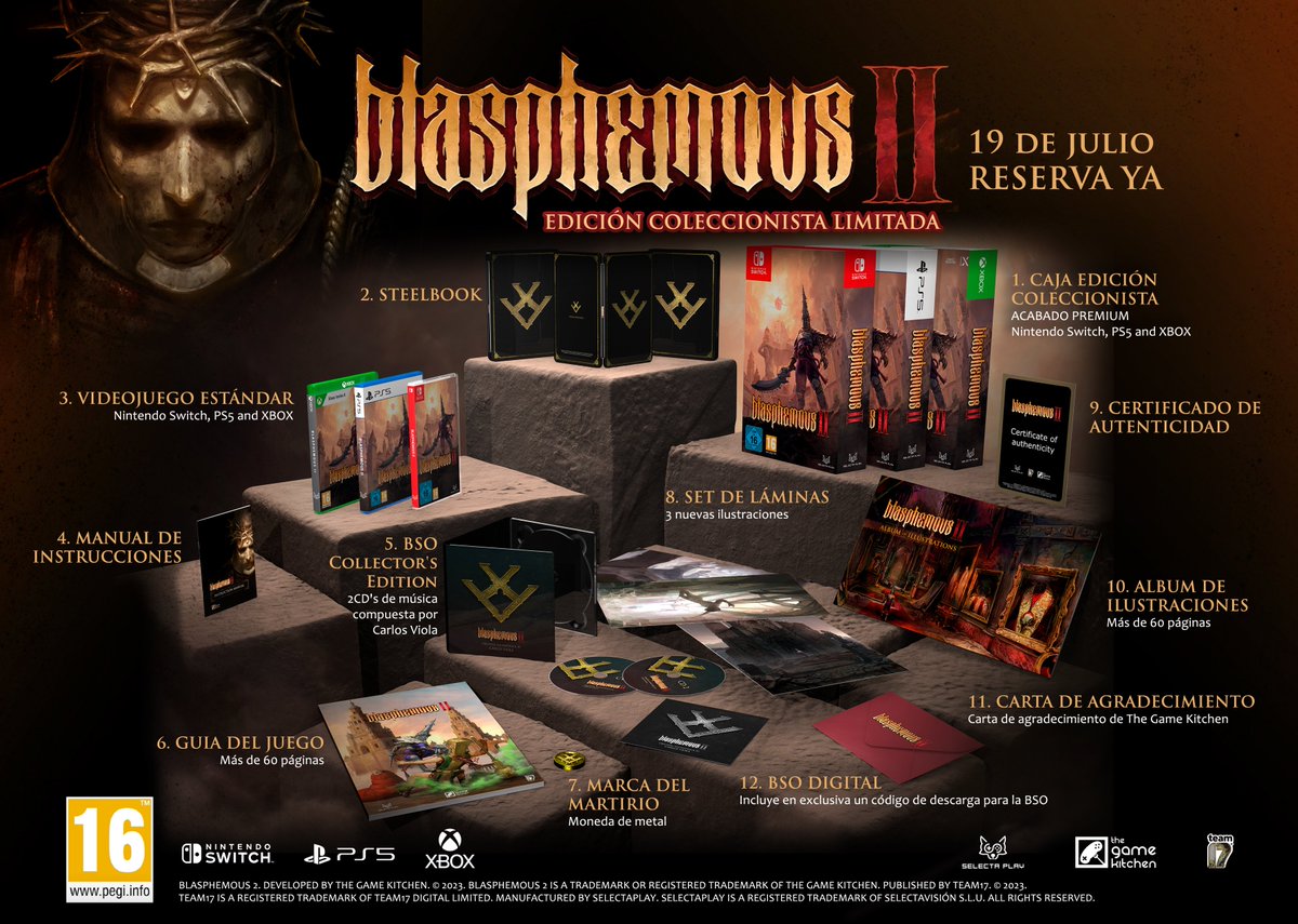 Alexelcapo (@evilafm) on Twitter photo Os traigo un sorteo de una edición coleccionista de Blasphemous 2! Genial metroidvania y personalmente el MEJOR juego que se ha hecho en España.
Para participar: (hasta el 19 de julio)
- Seguir a <a href="/SelectaPlay/">Selecta Play</a> ya <a href="/TheGameKitchen/">The Game Kitchen</a>.
- Dar RT.
- Residir en España.
#publicidad Os traigo un sorteo de una edición coleccionista de Blasphemous 2! Genial metroidvania y personalmente el MEJOR juego que se ha hecho en España.
Para participar: (hasta el 19 de julio)
- Seguir a <a href="/SelectaPlay/">Selecta Play</a> ya <a href="/TheGameKitchen/">The Game Kitchen</a>.
- Dar RT.
- Residir en España.
#publicidad