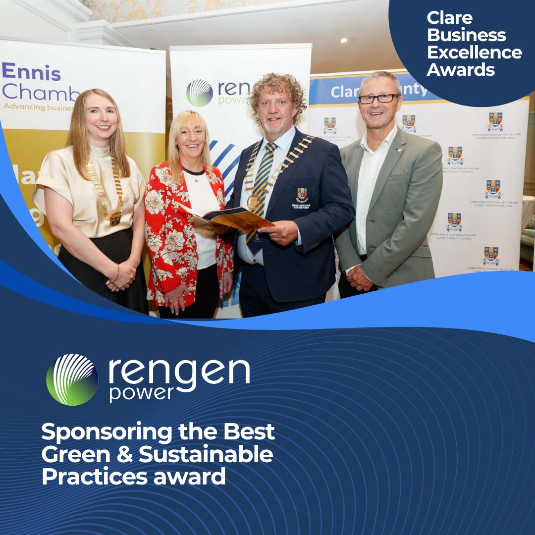 Rengen Power are proud to sponsor the Best Green &amp; Sustainable Practices Award once again this year.  If you think your company could be in with a chance to win head over to ennischamber.ie/services/busin… for more information.  Best of Luck everyone! #Award #Sustainability #business