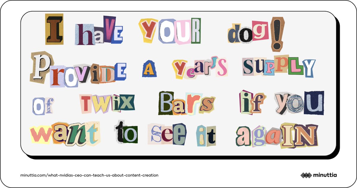 minuttiax's tweet photo. What can we learn about content creation from the CEO of a trillion-dollar company?

And what's the correlation with ransom notes?

In the upcoming piece on Minuttia's blog, we'll discuss everything.

And we'll expand on applying these learnings in the content creation process. https://t.co/7PRkN6HzeT