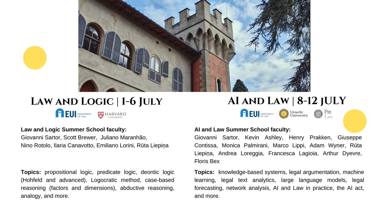 Rūta Liepiņa (@ruutaliepina) on Twitter photo What a whirlwind! We just finished 2 intense weeks <a href="/EUI_EU/">European University Institute</a>. Huge thanks to the faculty and amazing participants who made the Law and Logic, and AI and Law summer schools a success! Special thanks to <a href="/GiovanniSartor3/">Giovanni Sartor</a> and <a href="/AriannaMorel/">arianna justo morel</a> for being there every step of the way! 🙌 What a whirlwind! We just finished 2 intense weeks <a href="/EUI_EU/">European University Institute</a>. Huge thanks to the faculty and amazing participants who made the Law and Logic, and AI and Law summer schools a success! Special thanks to <a href="/GiovanniSartor3/">Giovanni Sartor</a> and <a href="/AriannaMorel/">arianna justo morel</a> for being there every step of the way! 🙌