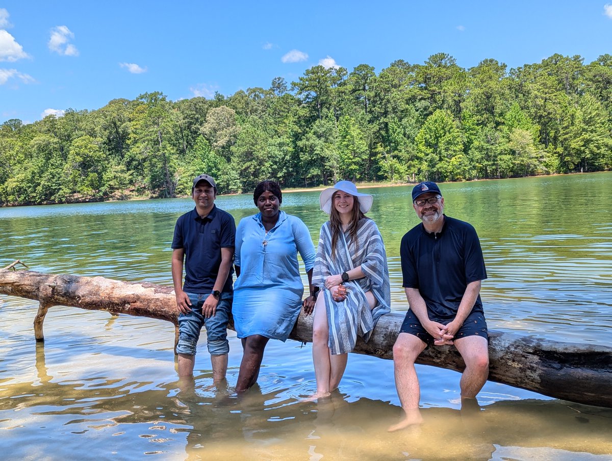 AuburnRadical's tweet photo. Inaugural Goodwin Lab boat outing on Lake Martin. Found a beautiful cove to beach the boat and spend the day. From the group: Rejaul, Nana, Sara, and Doc. Special guests: @LChaseLedbetter , Joshua, and the Islam family. https://t.co/yIsn01SUHS