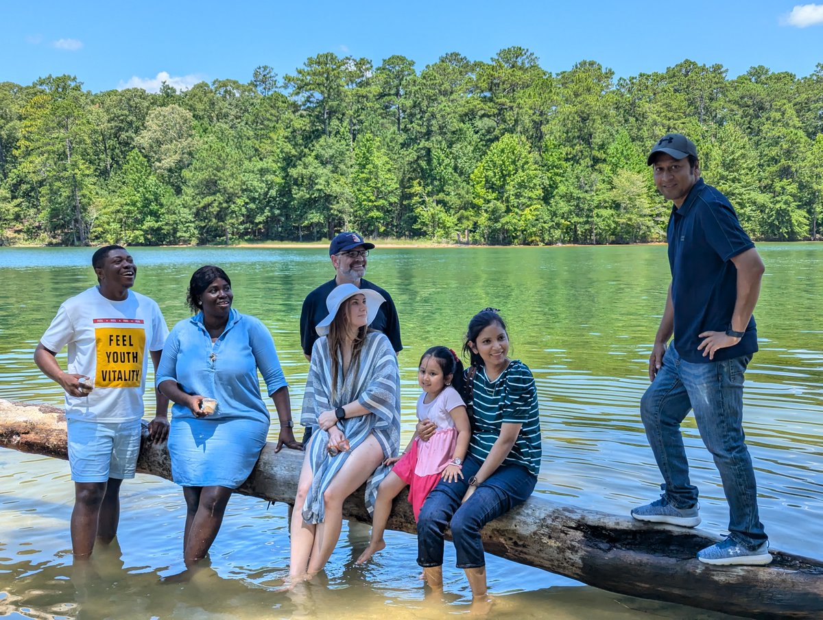 AuburnRadical's tweet photo. Inaugural Goodwin Lab boat outing on Lake Martin. Found a beautiful cove to beach the boat and spend the day. From the group: Rejaul, Nana, Sara, and Doc. Special guests: @LChaseLedbetter , Joshua, and the Islam family. https://t.co/yIsn01SUHS