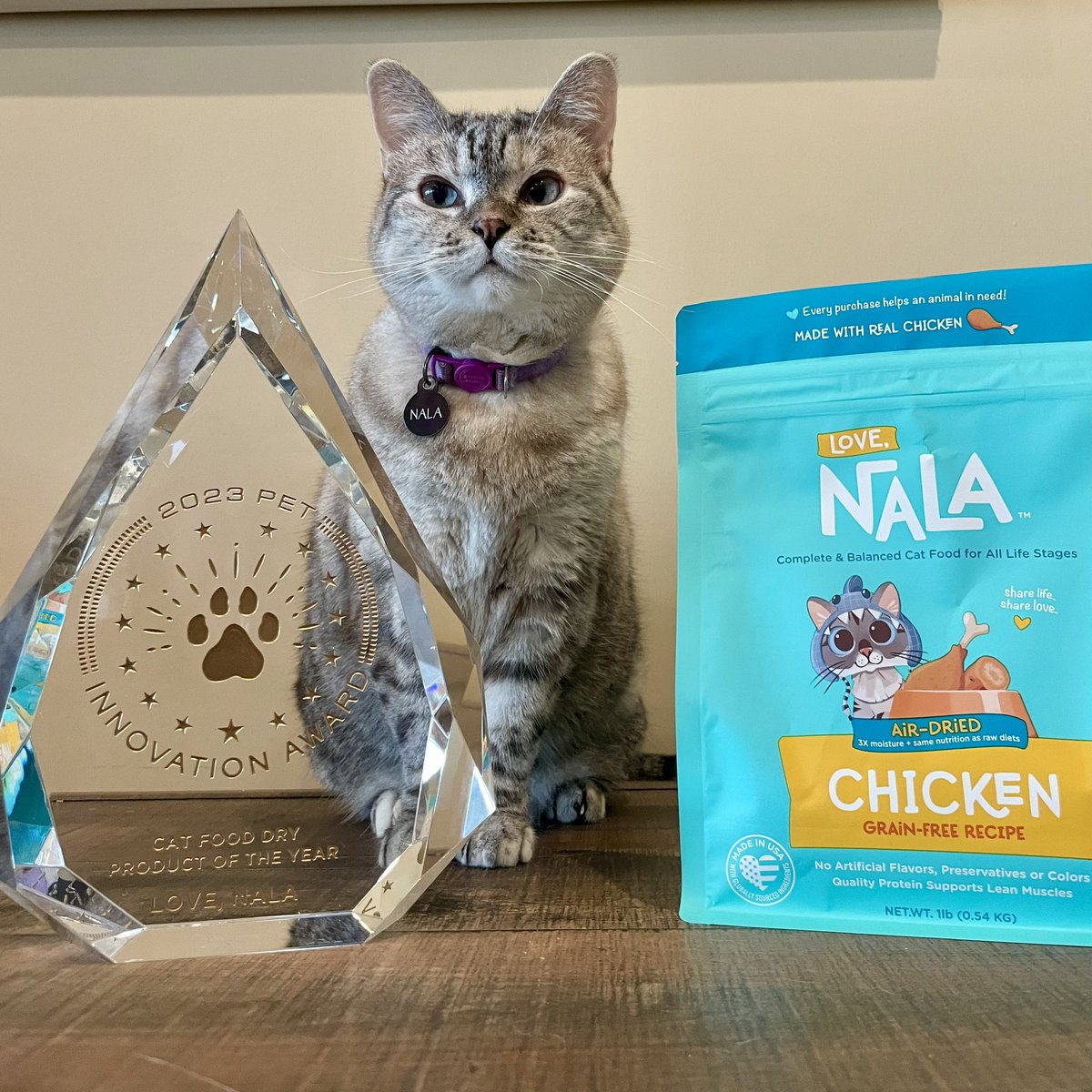iamnalacat's tweet photo. Thank you for the innovative award for Cat Food Dry Product of the Year ❤️ Every single purchase benefits animals in need. Thanks to your support, we have donated over 300,000 meals and counting. Thank you ☺️ https://t.co/zcjWk47xWU
