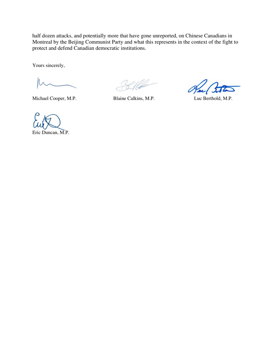 MichaelCooperMP's tweet image. BREAKING NEWS

Conservatives are calling for an emergency investigation into Beijing actors harassing, threatening &amp;amp; intimidating Chinese Canadians in Montreal.

Victims say they fear for their lives &amp;amp; their families.

PMJT's weak response to foreign interference is failing.