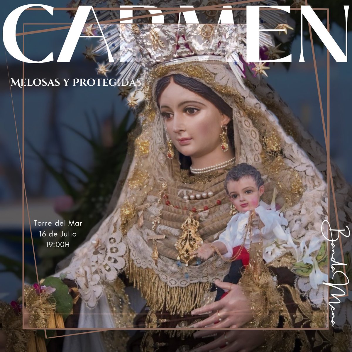 Banda_Mena's tweet photo. #AGENDA | ¡Mañana! 😍

⚓️ 16 de julio, tenemos una cita junto a Ntra. Sra. del Carmen (Melosas y Protegidas) de Torre del Mar en su festividad. 

¡Celebra con nosotros un día tan señalado! 🥰

#BMSoledadMena ⚜️
#SuenaMena #CofradíasMLG https://t.co/Ghl8lFev2C