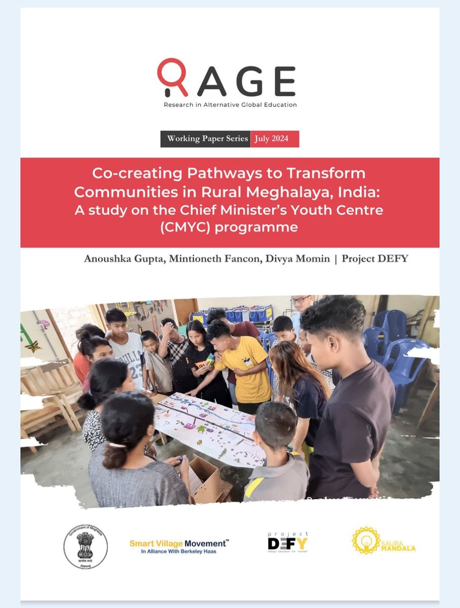 AnoushkaGupta's tweet photo. On #WorldYouthSkillsDay,  Research in Alternative Global Education (RAGE) is happy to release its latest paper drawing on #participatoryresearch with learners and community members from #ChiefMinistersYouthCentres in Rural #Meghalaya. 

Link⤵️
https://t.co/MUUlVjMt3G https://t.co/lXX1qh8zjn