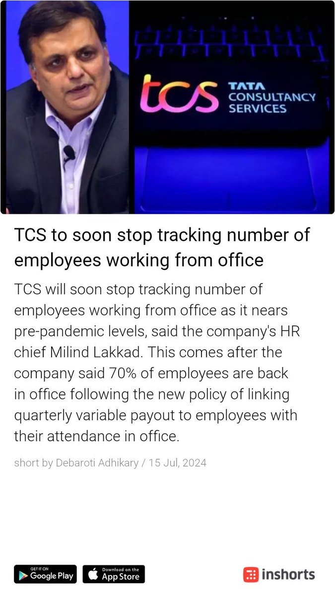 raghavanrv_it's tweet image. 70% TCS employees are back to office as per companies new policy of linking quarterly variable payout with their attendance in office.

#TCS #TCSEmployees