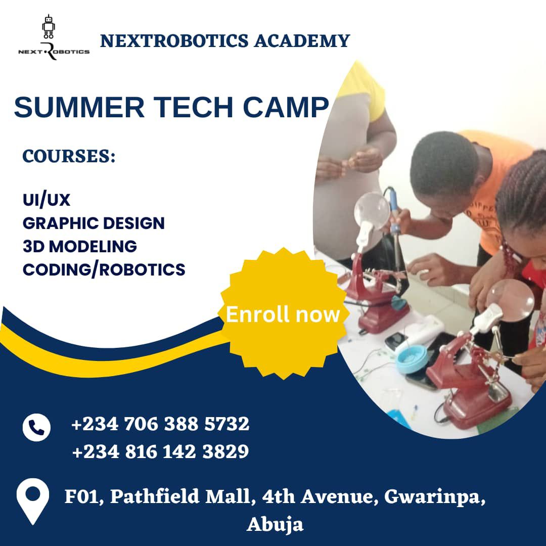 NextRobotics1's tweet image. Registration for Summer Tech Camp is still ongoing!!!
#nextroboticsacademy
#viralvideo 
#Abuja 
#summer 
#Technology