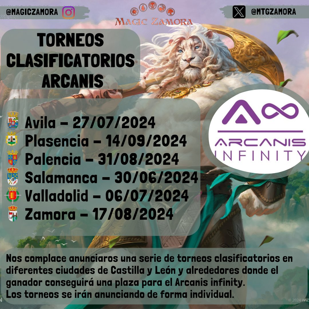 Desde <a href="/MtgZamora/">Asociación Magic Zamora</a> os queremos anunciar lo que ya tenemos entre manos... LOS TORNEOS CLASIFICATORIOS AL ARCANIS EN C&amp;L + Plasencia que, se nos une al equipo.
Esperamos que recibáis la noticia con tanta ilusión como nosotros os queremos transmitir. 🏆🏆🏆