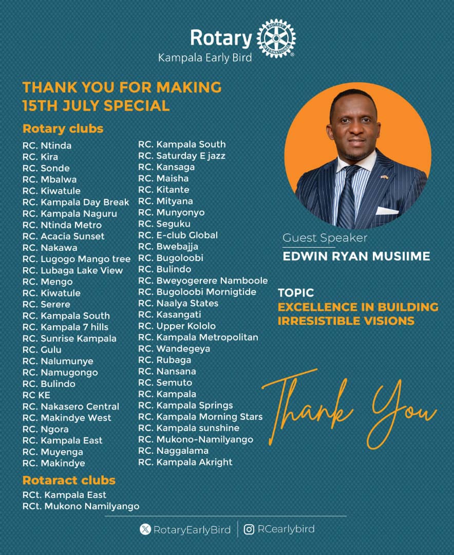 You made it today! <a href="/RotaryEarlyBird/">Rotary Club of Kampala Early Bird</a> says thank you!