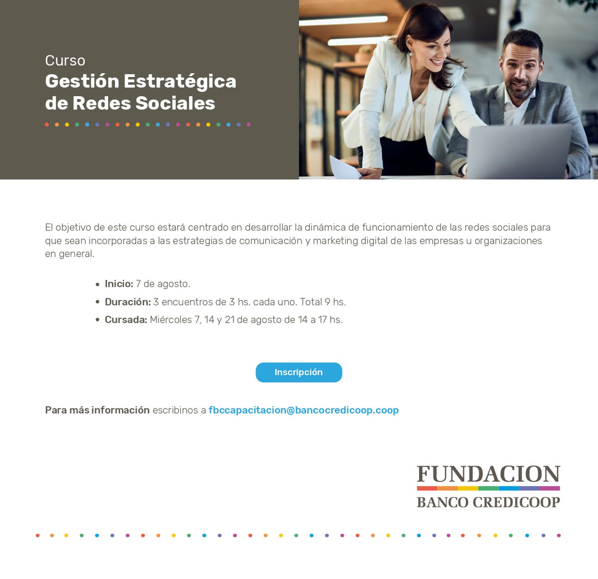 📌No te pierdas el Curso "Gestión de Redes Sociales".
📆Inicia el miércoles 7 de #Agosto
👉Inscripción y más información en:
fundacioncredicoop.com.ar/gestion-estrat…
#redessociales #marketingdigital #EcosistemaDigital #capacitacion
